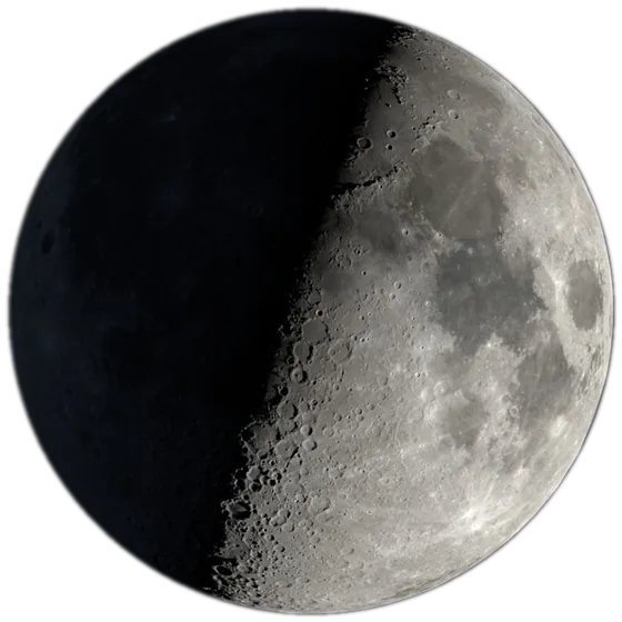 The moon, half in light, photographed